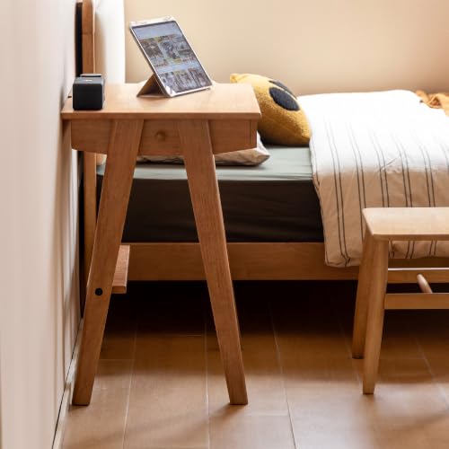100% Solid Rubber Wood Desk Home Office Desk Mid Century Modern Writing Computer Desk with Drawer for Home Office 31.49" W Natural Wood - color: Natural Wood-rubberwood, size: 31.49"W