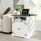MUUEGM NightStand with Charging Station, Farmhouse Night Stands with 2 Drawers and Adjustable Storage Shelf for Living Room, Bedroom, End Table with Solid Wood Legs - color: White