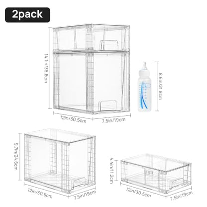 Vtopmart Clear Stackable Storage Drawers - style: 4 Large+4 Small