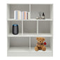 7 Cube Bookshelf Modern Display Cabinet, Horizontal Open Shelf Low Bookcase with 7Compartments, Free-Standing Wooden Bookcase with Back Panel for Study, Bedroom, Living Room (Warm White) - color: Warm White