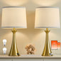 Touch Lamp for Living Room Bedroom, 21" Table Lamps Set of 2 with USB C+A Ports and White Lamp Shades, 3 Way Dimmable Gold Touch Bedside Lamps for Nightstand, 2 LED Bulbs Included - color: Gold & White Shade