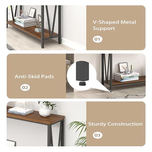 FOLUBAN Entryway Table, Narrow Console Table, Modern Sofa Table for Living Room, Hallway, Behind Couch (Rustic Walnut) - color: Walnut