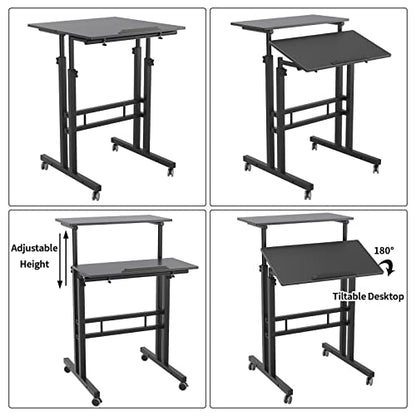 SogesHome Adjustable Laptop Desk Table 23.6inches Portable Laptop Table Computer Stand Desk Cart Tray Table, Black - color: Black-small Size, size: 23.6''