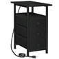 AMHANCIBLE End Tables Living Room with Charging Station, Narrow Side Table with USB Ports and Outlets, Slim Nightstand with 3 Fabric Drawers for Bedroom, Small Space, Black, HETN013BK-1 - color: Black, style: Power