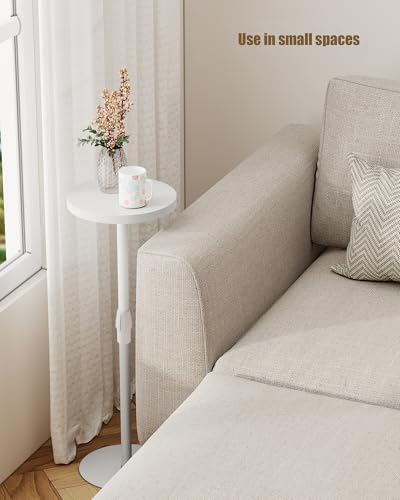 TUTOTAK Tall Round Side Table, Small End Table, Drink Table, Pedestal Table | for Small Spaces, Accent Nightstand, livingroom, Bedroom, White TB01BW096 - color: White, size: 1 Pack, style: Adjustable