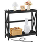 Yaheetech 40" Console Table with Power Outlets and USB Ports, Wood Entryway Table with Charging Station & Storage Shelf, Narrow 2-Tier Sofa Table for Living Room Hallway Foyer, Black - color: Black