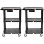 Pearington 3-Shelf Mobile Utility Cart with 3 Outlets and 8' Cord, Heavy-Duty Service Cart for Offices and Warehouses with 3 Shelves, Black, 2 Pack - size: 2 Pack