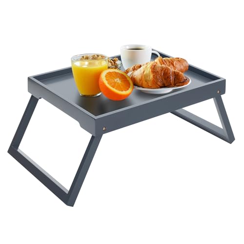 RRX Bed Tray Table with Folding Legs, Breakfast in Bed Tray (Grey) - color: Gray