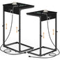 Vagusicc C Shaped End Tables Set of 2 with Charging Station, 33.2'' Tall C Table Adjustable Height Side Table, Small Side Table for Small Spaces, Couch Sofa Table TV Tray for Living Room, Black - color: Black (2 Pack), style: With Plug