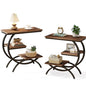 Tribesigns C-Shaped End Table Set of 2, Industrial 3-Tier Small Side Table for Couch, Wood Bedside Table Snack Side Table with Storage Shelves for Living Room Small Space, Rustic Brown - color: Rustic Brown