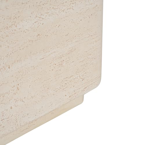 Christopher Knight Home Zax Lightweight MGO Outdoor Side Table, Square Accent Table with Stone-Like Texture, Weather Resistant Small End Table for Indoor/Outdoor Usage, No Assembly, Beige Travertine