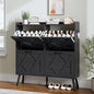 Shoe Cabinet with 4 Flip Drawers, Hidden Shoe Rack Cabinet with Metal Legs, Farmhouse Narrow Shoe Storage Cabinet for Entryway, Foyer, Hallway, Black - color: Solid Black