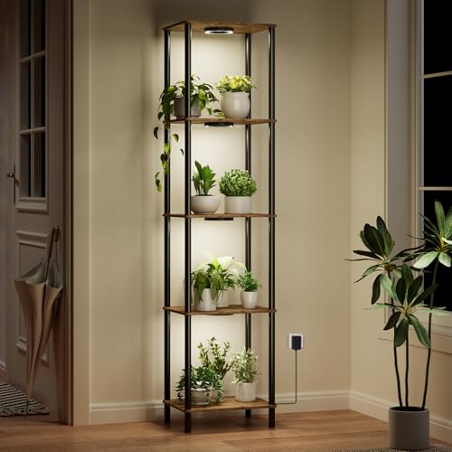 Bstrip Plant Stand Indoor with Grow Light, 66" Tall Indoor Plant Shelf, 5 Tier Flower Stand with Plant Light Full Spectrum, Metal Plant Holder with Light, lighted Plant Rack for Home, Corner, Patio