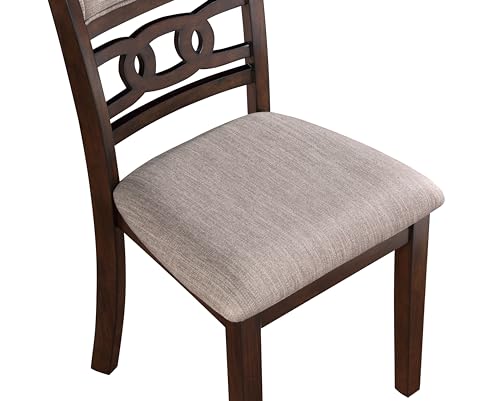 New Classic Furniture Gia Dining Chair (Set of Six), Light Brown Fabric Upholstered Seat & Back Rest, Cherry Brown - color: Cherry, size: Set of 6, style: Dining Chair