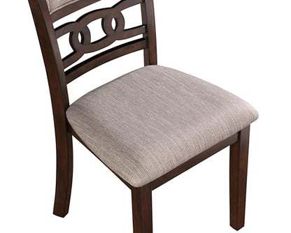 New Classic Furniture Gia Dining Chair (Set of Six), Light Brown Fabric Upholstered Seat & Back Rest, Cherry Brown - color: Cherry, size: Set of 6, style: Dining Chair