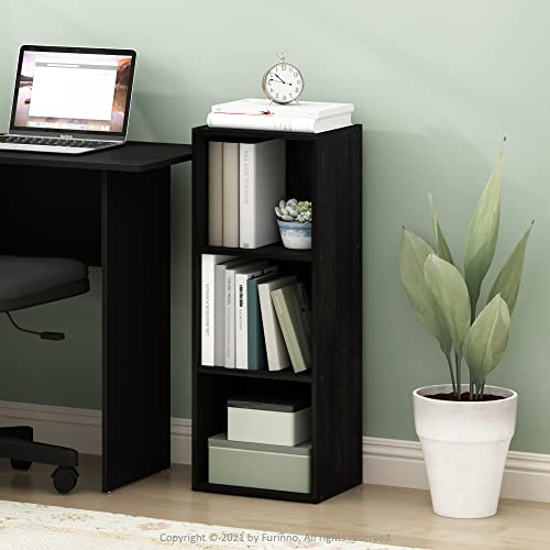 Furinno Pasir 3-Tier No Tool Assembly Open Shelf Bookcase, Blackwood - color: Blackwood, size: 3-Tier Cube No Tool