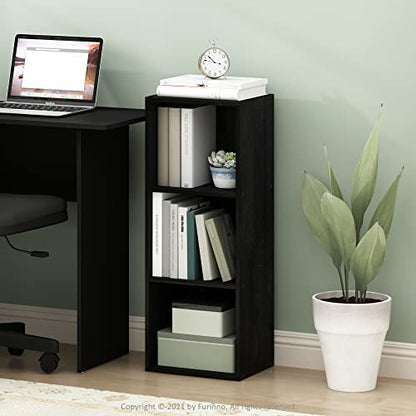 Furinno Pasir 3-Tier No Tool Assembly Open Shelf Bookcase, Blackwood - color: Blackwood, size: 3-Tier Cube No Tool