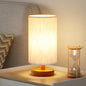 Fenmzee Small Table Lamp for Bedroom - Inline Control, Bedside Lamp with 3000K A15 LED Blub, Easy Assembly (Cream Shade - Walnut Base, 9" Inline Control) - color: Cream Shade - Walnut Base