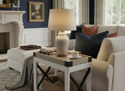 Narrow Side Table, End Table,Sofa Side Table, End Table Nightstand for Bedroom, Living Room, Small Spaces - color: White, style: Farmhouse