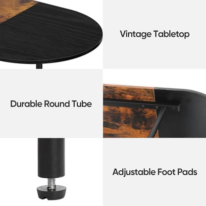 Coffee Tables for Living Room,Mid Century Small Oval Center Table with 2-Tier Storage Shelf and Wood Tabletop,Farmhouse Narrow Cocktail Tea Table for Small Space,Apartment,Black Brown - color: Black Brown
