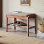 Solid Wood Shoe Bench, 24 Inch Entryway Bench with Gray Cushion | Rich walnut finish with soft gray cushion creates a warm modern seating piece for entryways and living spaces. - color: Walnut + Gray Cushion, size: 23.62"