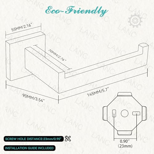 LANC Black Toilet Paper Holder, Bathroom Toilet Paper Roll Holder Wall Mounted for Bathroom Kitchen, Modern Matte Black TP Holder Dispenser Hangers Square SUS304 Stainless Steel, A8807MB - color: Matte Black, size: Right Hand(Screw)