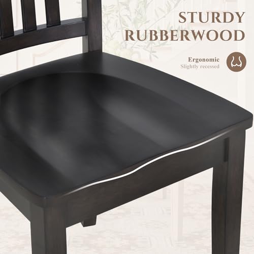 COLAMY Wooden Dining Chairs Set of 6, Farmhouse Dining Room Chairs, Windsor Spindle High Back Side Chairs, Armless Rubberwood Kitchen Table Chairs, Dark Brown - color: Dark Brown, size: Set of 6