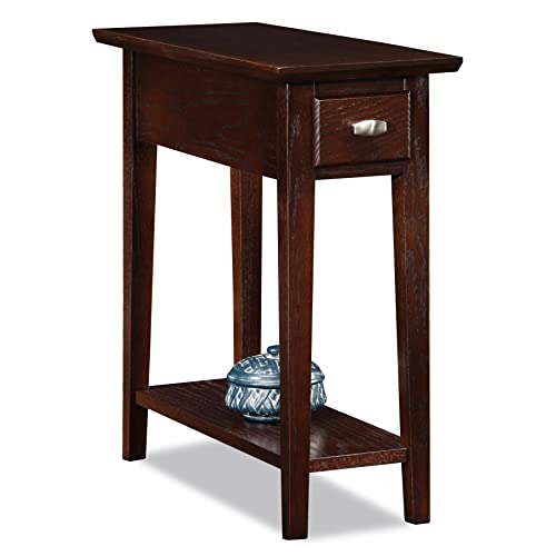 Leick Home 15-In Wide End Table, Solid Wood Construction, One Drawer, One Lower Shelf, Narrow Width, Easy-Assembly, Chocolate Oak, 15.0 In. W x 24.0 In. D x 24.0 In. H, 10071-CH - color: Chocolate Oak
