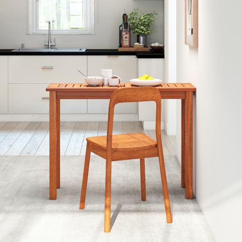 Tangkula Narrow Outdoor Dining Table, Solid Wood Furniture Patio Console Table with Slatted Tabletop, Wooden Buffet Bar Plant Stand for Garden Deck Entryway Porch Balcony