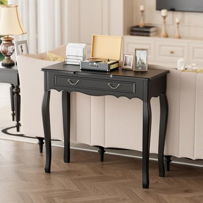 Black Entryway Table with 1 Drawer Console Table for Entryway Entrance Table for Hallway, Living Room, Foyer, Easy Assembly (Legs Only), 13.77D x 34.64W x 30.7H in - color: Black