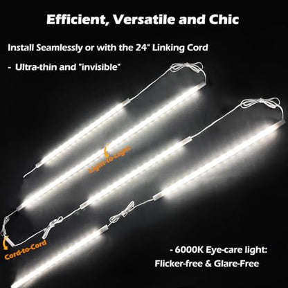 Cefrank 6-Pack 12 Inch Seamlessly Linkable LED Under Cabinet Lighting Strip Light Bars for Cabinet, Kitchen, Shelf, Workbench, Cupboard, 1200 Lumen Cold White 6000K - color: White