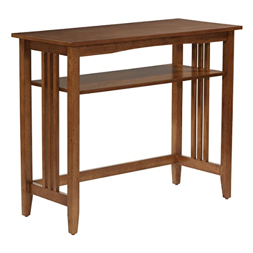 OSP Home Furnishings Sierra 36-Inch Sofa Table with Lower Storage Shelf and Mission Style Side Panels, Ash Brown
