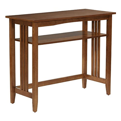OSP Home Furnishings Sierra 36-Inch Sofa Table with Lower Storage Shelf and Mission Style Side Panels, Ash Brown