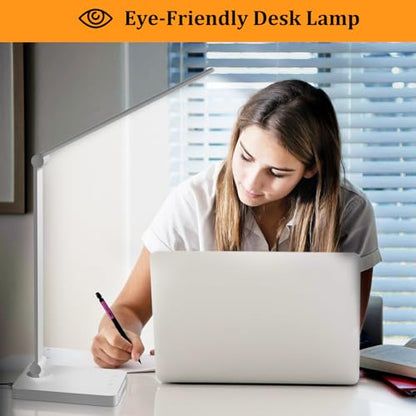 Dott Arts LED Desk Lamp with USB Ports, Touch Control, 5 Color Modes, 3 Brightness Levels, Foldable Design, White - color: White