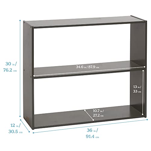 ECR4Kids Streamline 2-Shelf Double-Sided Storage Cabinet, 30in, Classroom Furniture, Grey Wash - color: Grey Wash