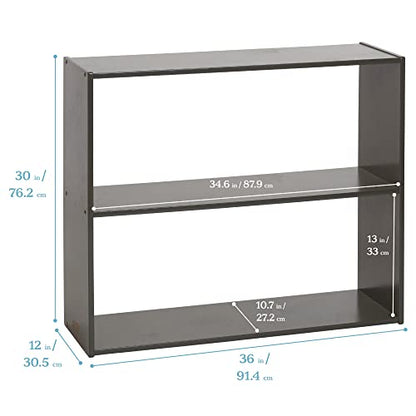 ECR4Kids Streamline 2-Shelf Double-Sided Storage Cabinet, 30in, Classroom Furniture, Grey Wash - color: Grey Wash