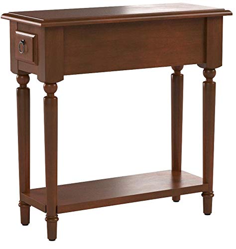 Leick Home Coastal End Table, Solid Wood, 1 Drawer, Bottom Display Shelf, Easy-Assembly, For Living Room/Bedroom, Rich Pecan Brown, 23.5 in. L x 10.0 in. W x 24 in. H, 20017-PC - color: Pecan