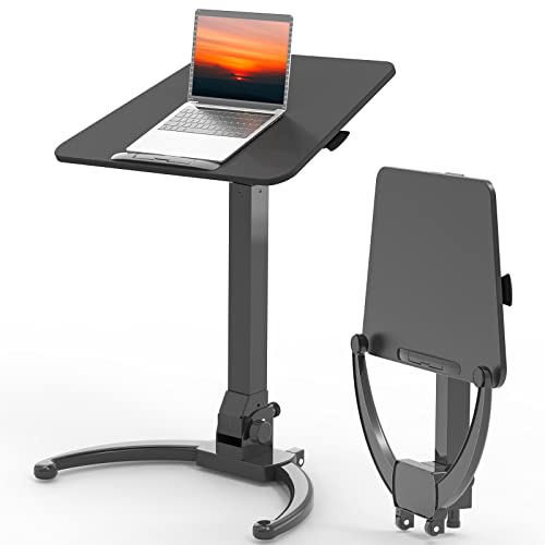 JOY worker Foldable Standing Desk, 90° Tilt Height Adjustable Desk, Black | MDF Tiltable Desktop, Height Adjustable, Collapsible Low Base with Hidden Wheels, Non-Slip Mat, Holds 22lbs, for Home Office - color: Black, size: Height Range:29.9-44.9"