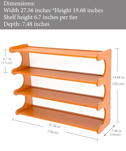 Shoe Rack Bamboo Stackable Freestanding Wooden Shoe Storage Storage Rack Suitable for Narrow entryways,Closets,garages, and Dorm Rooms (Light Brown, 4 Tier (27.56 in)) - size: 4 Tier (27.56 in)