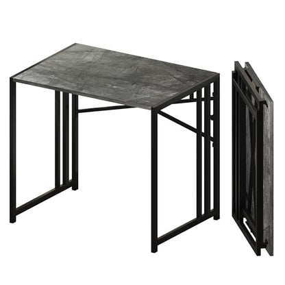 Lutown-Teen Small Folding Computer Desk 32 inch, Writing Gaming Computer Desk for Small Spaces, No Assembly Required Office Desk, Grey - color: Grey, size: 32 Inch