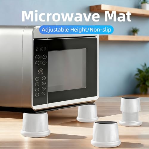 Microwave Risers - Adjustable Height (1.6in-2.6in) Microwave Oven Feet, 4-Pack Non-Slip Microwave Cooling Stand for Small Appliances (Microwave, Air Fryer) & Furniture (Sofa, Table) White - color: White