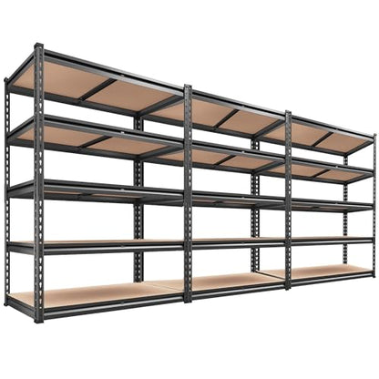 REIBII 2000LBS Garage Shelving Heavy Duty 72''H Storage Shelves 5 Tier Heavy Duty Shelving, Adjustable Metal Shelves for Garage Pantry Closet Kitchen Basement 35.5" W x72 H x 15.8" D, 3 Pack - size: 15.8"D x 35.5"W x 72"H