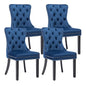 KCC Velvet Dining Chairs Set of 4, Upholstered High-end Tufted Dining Room Chair with Nailhead Back Ring Pull Trim Solid Wood Legs, Nikki Collection Modern Style for Kitchen, Blue - color: Blue, size: Set of 4