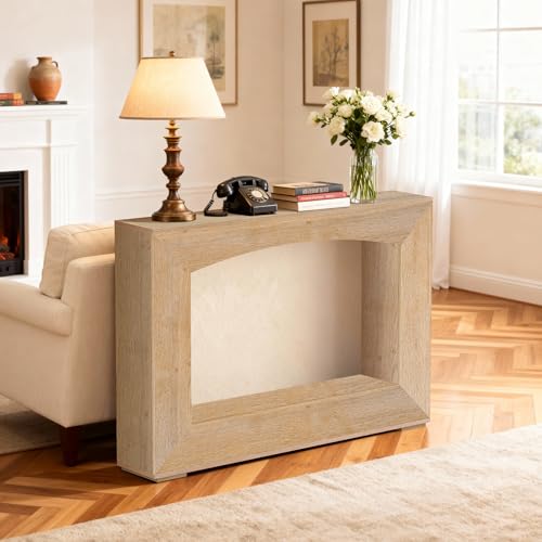 Sonharlar 46 Inch Entryway Table U-Shaped, Wooden Console Table with Socket Farmhouse Sofa Table for Entrance, Hallway, Living Room,Behind Couch((Oak Brown) - color: Oak Brown, size: 46IN U