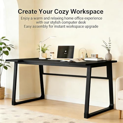Computer Desk 39.4 Inch Small Office Desk with Wood Top and Metal Frame, Study Writing Desk for Home, Bedroom, Gaming, U-Shaped Leg Design, Modern Simple - color: Frame：black/Board：black
