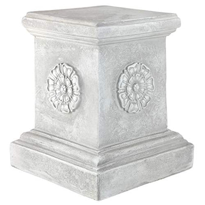 Design Toscano English Rosette Indoor/Outdoor Sculptural Garden Plinth Base Statue Riser, Large 13 Inch Tall, Cast Stone Resin, Antique Stone Finish - size: Large, style: English Rosette