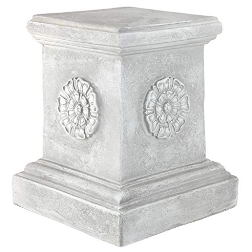 Design Toscano English Rosette Indoor/Outdoor Sculptural Garden Plinth Base Statue Riser, Large 12.5 Inch Tall, Cast Stone Resin, Antique Stone Finish - size: Large, style: English Rosette