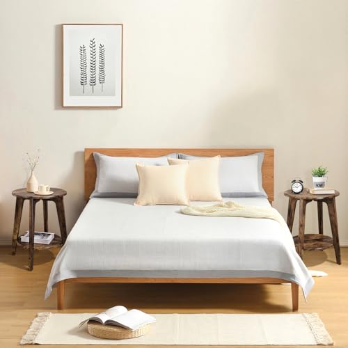 Small Round Side Table Wooden End Table with Lower Shelf Modern Nightstand Bedside Table for Small Spaces, Living Room, Bedroom Retro Brown - color: Brown
