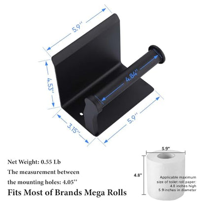 Toilet Paper Holder with Phone Shelf, Self Adhesive Aluminum Tissue Roll Dispenser for Mega Roll, Wall Mounted Toilet Paper Roll Holder for Bathroom, Matte Black - color: Matte Black