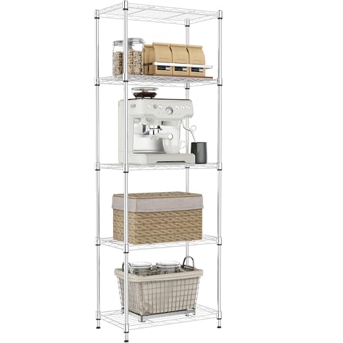IZEUK 5 Tier Metal Wire Shelf Unit, Chrome Storage Rack Organizer for Kitchen, Bedroom, Living Room or Laundry Room, 17.7" W x 11.8" D x 55.0" H - color: Chrome, size: 5Tier，11.8"D × 17.7" W× 55.0"H